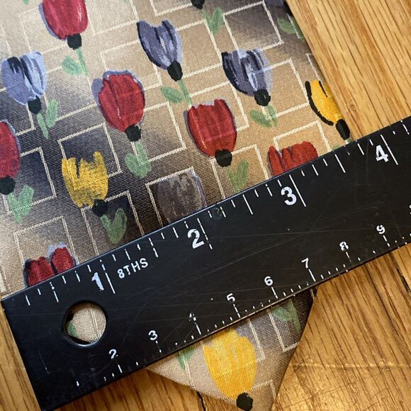 Ermenegildo Zegna Gold Tie 58x3.75 - 2 Tone Tulips 100% Silk Tie Italy - Picture 6 of 6